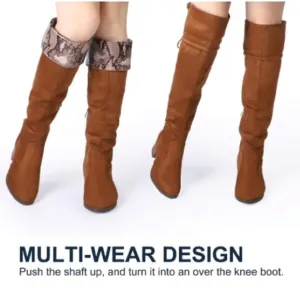 NEW Trary brown suede over the knee high snake chunky heel boots