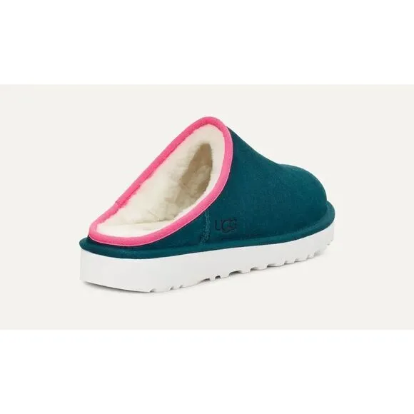 New UGG Classic Slip On Sheepskin Lined Slippers Deep Teal Men’s  6 / Women 8 39