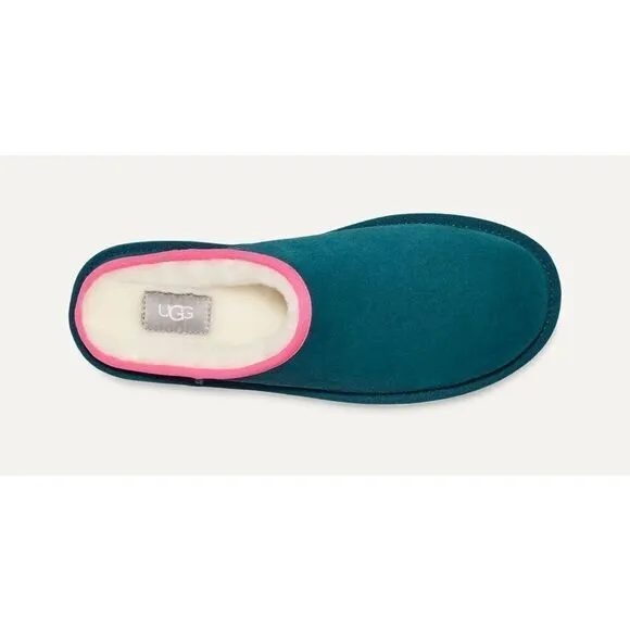 New UGG Classic Slip On Sheepskin Lined Slippers Deep Teal Men’s  6 / Women 8 39