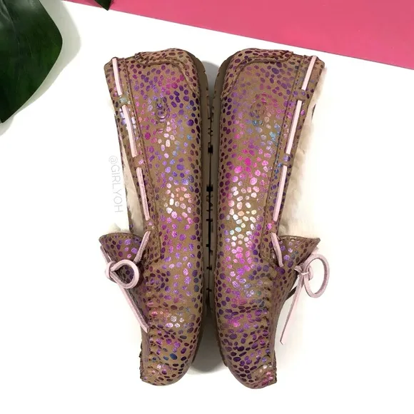 NEW UGG Dakota Metallic Spot Chestnut Moccasin Loafers 36