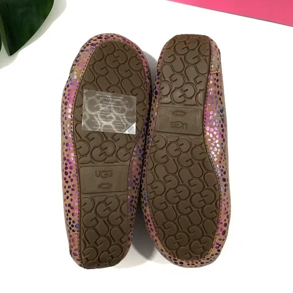 NEW UGG Dakota Metallic Spot Chestnut Moccasin Loafers 36