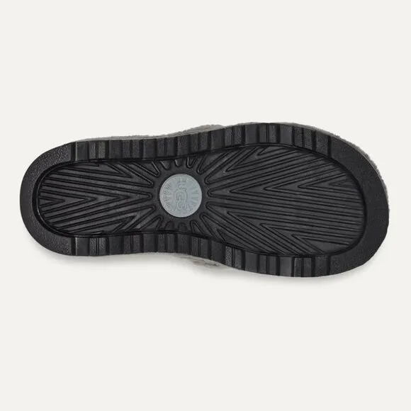 NEW UGG Men Fluff Up Charcoal Slip On Sheepskin Fur Slide Slippers