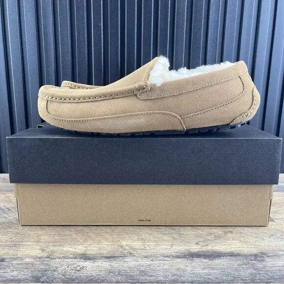 NEW UGG Mens Ascot Suede Closed Toe Slip on Slippers Chestnut Size 9