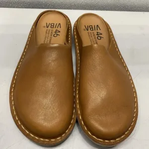 NEW Vibae Roma Leather Slippers Cognac Brown M13 EU46