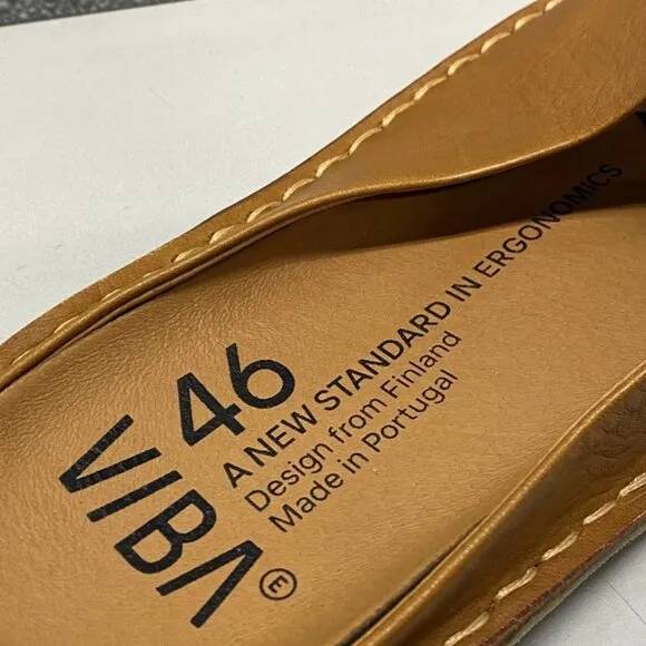 NEW Vibae Roma Leather Slippers Cognac Brown M13 EU46