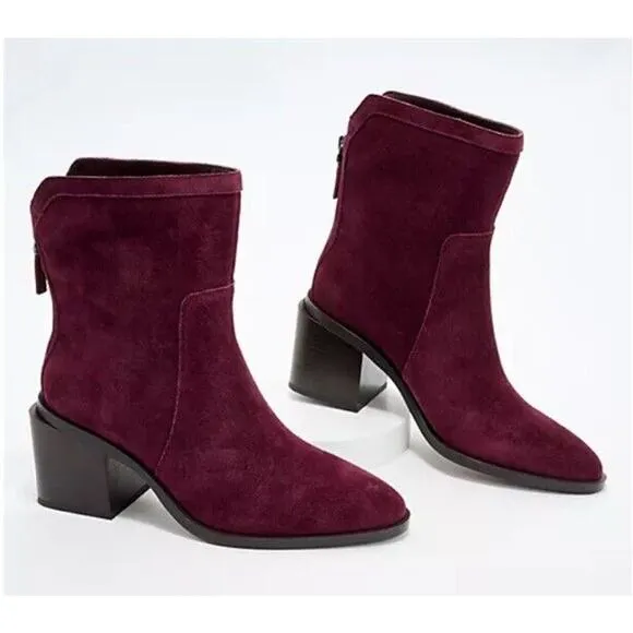New Vince Camuto‎ Kortimy Water Repellant Suede Mid Shaft Boots Syrah Purple 7M