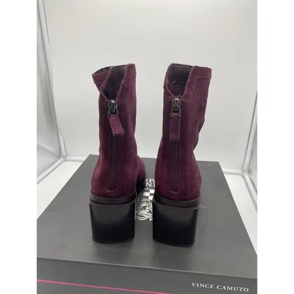 New Vince Camuto‎ Kortimy Water Repellant Suede Mid Shaft Boots Syrah Purple 7M