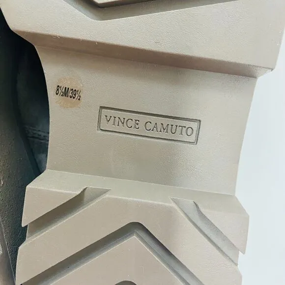 New Vince Camuto Neframes Brown Leather Suede Chunky Sole Side Zipper Bootie 8.5
