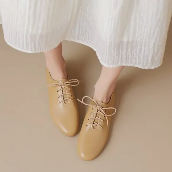 NEW Vintage Naturalizer Leather Round Toe Lace Up Oxford Flat Brogues Shoes SZ 8
