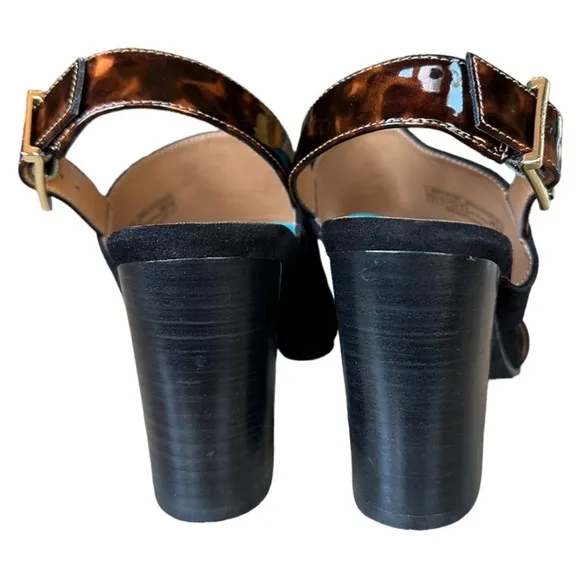 ☁️👠NEW Vionic Bianca Black Suede Heel Slingback Sandals Tortoise Ankle Strap 10