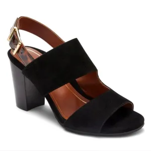 ☁️👠NEW Vionic Bianca Black Suede Heel Slingback Sandals Tortoise Ankle Strap 10