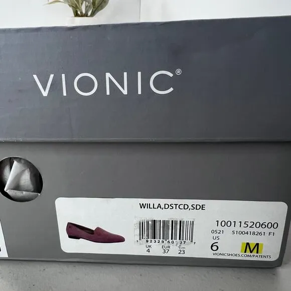 New Vionic Willa Slip On Comfort Loafer Shoes Pink Suede Leather Women's 6M NWB