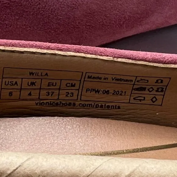 New Vionic Willa Slip On Comfort Loafer Shoes Pink Suede Leather Women's 6M NWB
