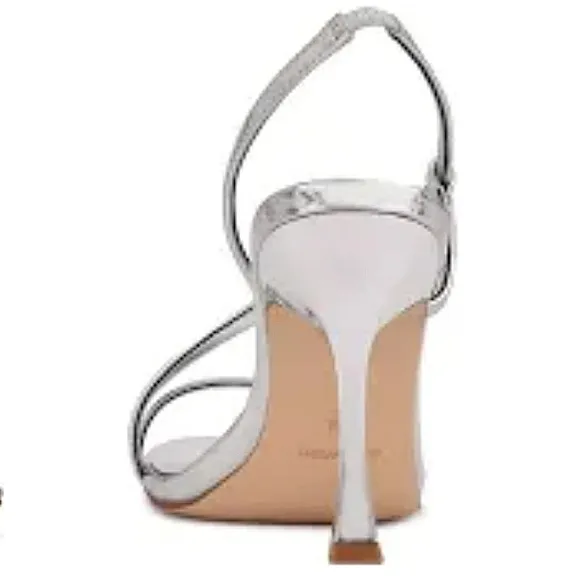 New w/Box No Lid Nine West Isaw Metallic Silver  Heeled Dress Sandals - Size 12