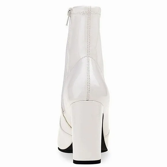 New w/Box Wild Pair Becci Faux Patent Leather Side-Zip Block Heel Ankle Booties