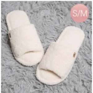 New White Open Toe Soft Home Indoor Floor Slippers Size S/M