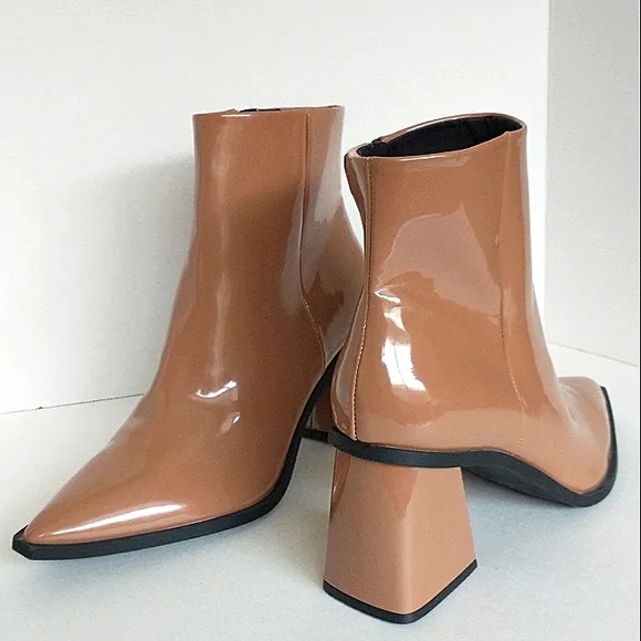 New w/o Box BP Loren Vegan Patent Leather Pointy-Toe Ankle Dress Booties Size 10