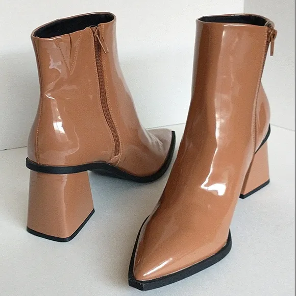 New w/o Box BP Loren Vegan Patent Leather Pointy-Toe Ankle Dress Booties Size 10