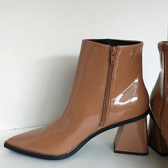 New w/o Box BP Loren Vegan Patent Leather Pointy-Toe Ankle Dress Booties Size 10