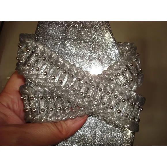 New Womens 8 M Sandals Shoes Vince Camuto Erindra So Silver Jelly Slide Sandals