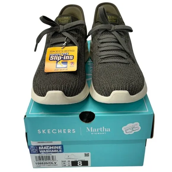 NEW Womens SKECHERS MARTHA STEWART‎ SLIP-INS: ULTRA FLEX 3.0 Olive KNIT Shoes