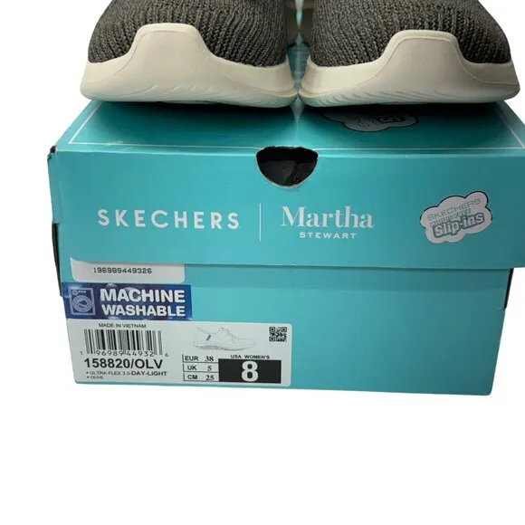 NEW Womens SKECHERS MARTHA STEWART‎ SLIP-INS: ULTRA FLEX 3.0 Olive KNIT Shoes
