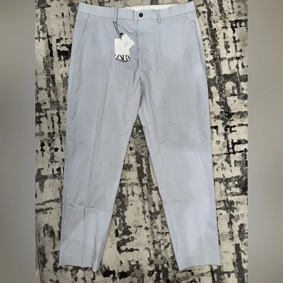New Zara Men’s Light Blue Slim Fit Dress Pants