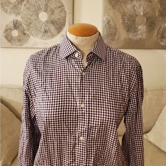 NEW! BOSS x Nordstrom 'Isaac' Slim Fit Check Dress Shirt - size 15.5