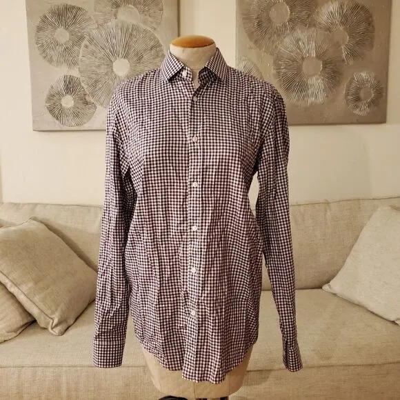 NEW! BOSS x Nordstrom 'Isaac' Slim Fit Check Dress Shirt - size 15.5