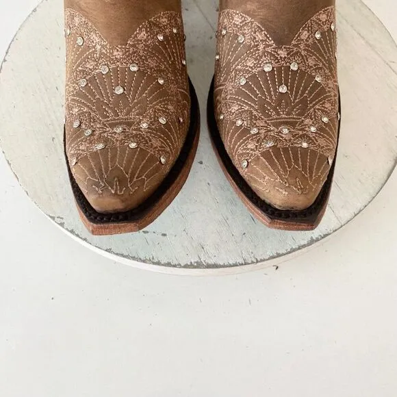 NEW Lane CALYPSO Womens Cowboy Boots 8.5 Brown Leather Western Cowgirl Mid Calf