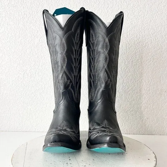 NEW Lane LEXINGTON Womens Cowboy Boots 6.5 Black Leather Western Cowgirl tall