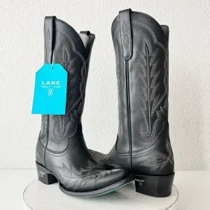 NEW Lane LEXINGTON Womens Cowboy Boots 6.5 Black Leather Western Cowgirl tall