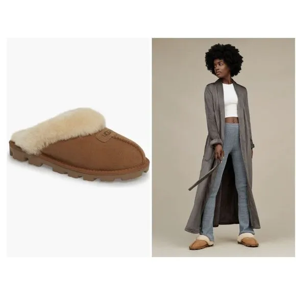 NEW UGG Coquette Genuine Shearling Lined Slippers in Chestnut Size 10 /41