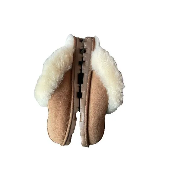 NEW UGG Coquette Genuine Shearling Lined Slippers in Chestnut Size 10 /41