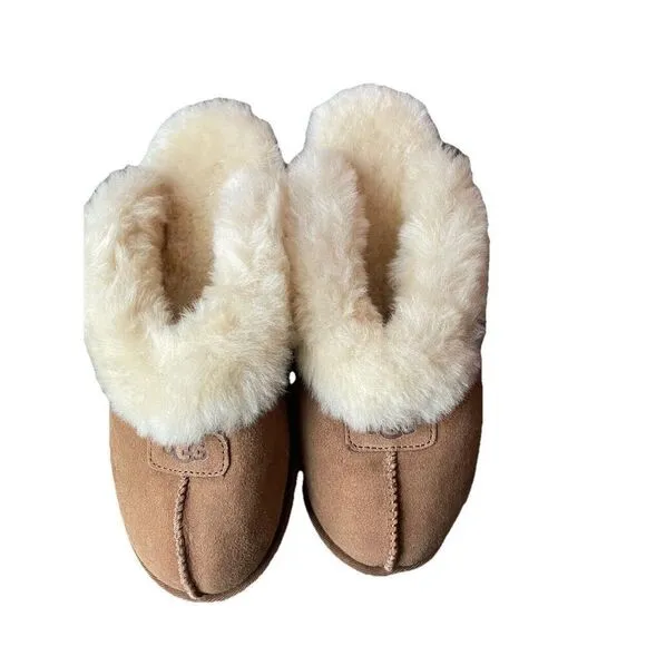 NEW UGG Coquette Genuine Shearling Lined Slippers in Chestnut Size 10 /41