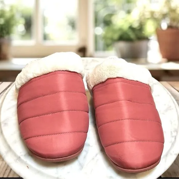 NEW VIONIC Josephine Shearling Quilted Slip On Slipper in red Size 7 EU 38