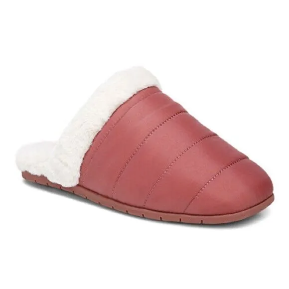 NEW VIONIC Josephine Shearling Quilted Slip On Slipper in red Size 7 EU 38
