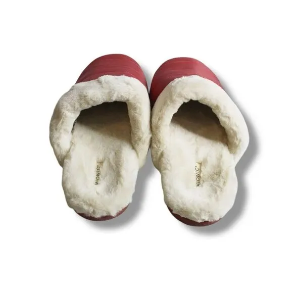 NEW VIONIC Josephine Shearling Quilted Slip On Slipper in red Size 7 EU 38