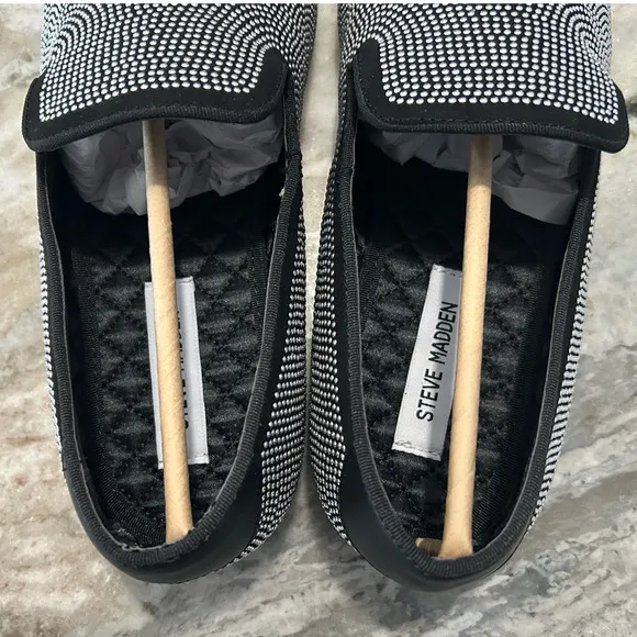 NIB $125 Steve Madden Mezmoryz Stud Smoking Slippers, Black/Silver, Men’s 10.5