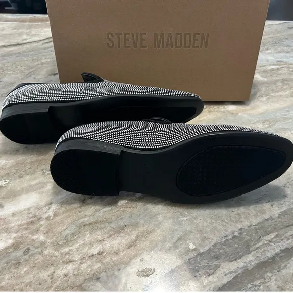 NIB $125 Steve Madden Mezmoryz Stud Smoking Slippers, Black/Silver, Men’s 10.5