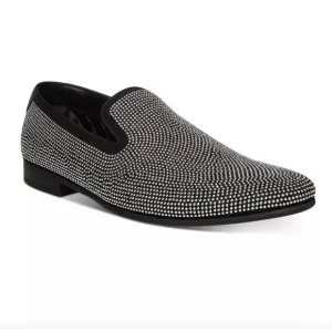 NIB $125 Steve Madden Mezmoryz Stud Smoking Slippers, Black/Silver, Men’s 10.5