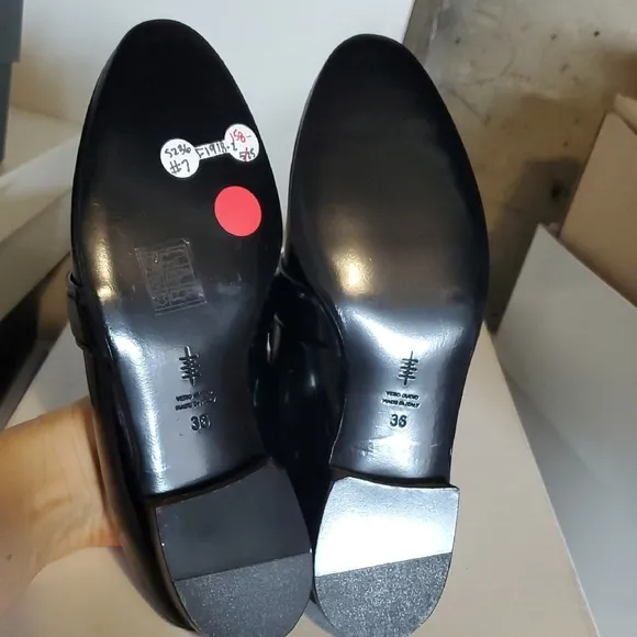 Nib $525 Women's Backless Patent Black Loafers