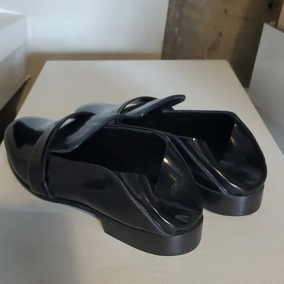 Nib $525 Women's Backless Patent Black Loafers
