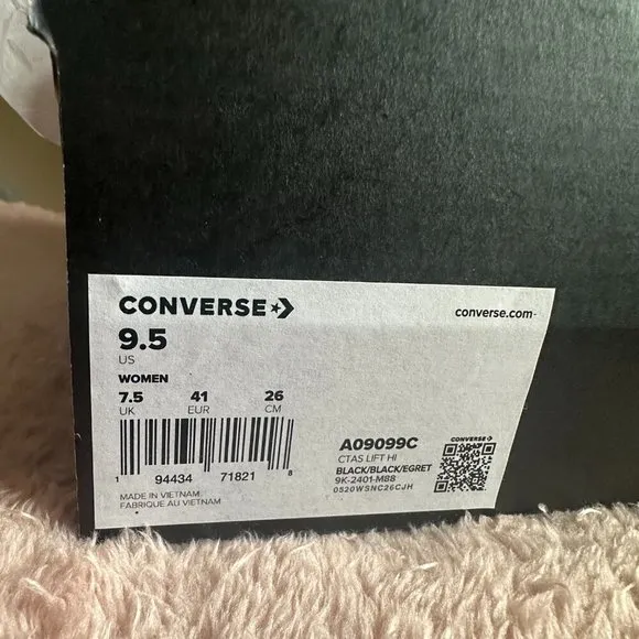 NIB Chuck Taylor All Star Lift Greenhouse Sneakers Black