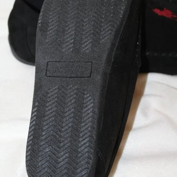 NIB MEN'S POLO RALPH LAUREN MEN'S LUXURY SLIPPERS BLACK‎ RED