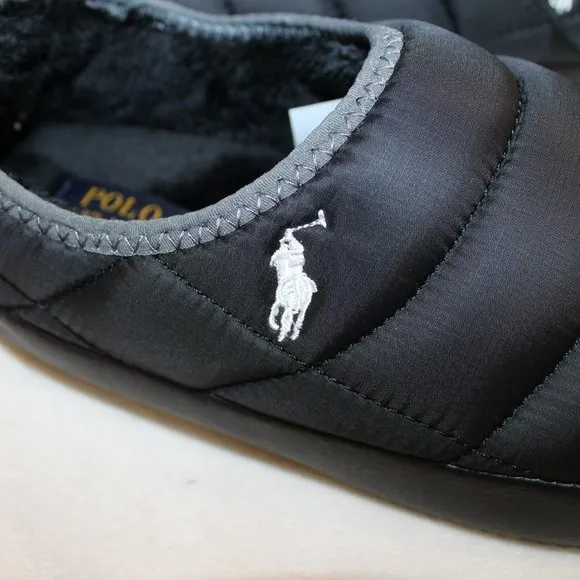 NIB POLO RALPH LAUREN‎ MEN'S SLIP ON SLIPPERS BLACK