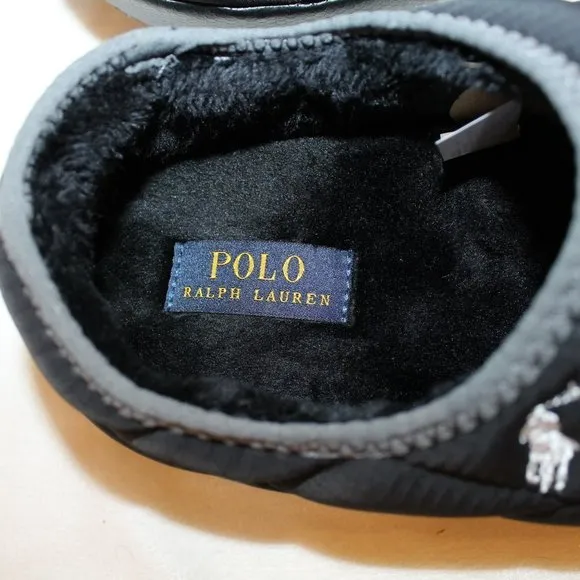 NIB POLO RALPH LAUREN‎ MEN'S SLIP ON SLIPPERS BLACK