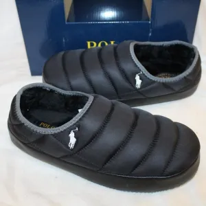 NIB POLO RALPH LAUREN‎ MEN'S SLIP ON SLIPPERS BLACK