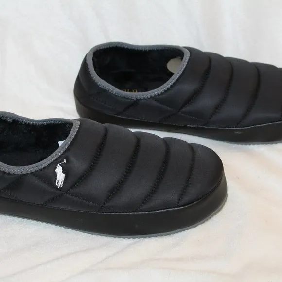 NIB POLO RALPH LAUREN‎ MEN'S SLIP ON SLIPPERS BLACK