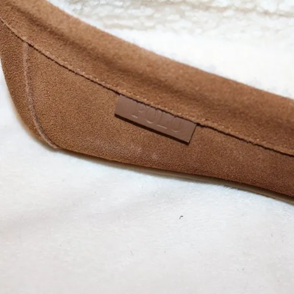 NIB POLO RALPH LAUREN MEN'S SUEDE FUR LINED BEAR BROWN SLIP ON SLIPPERS